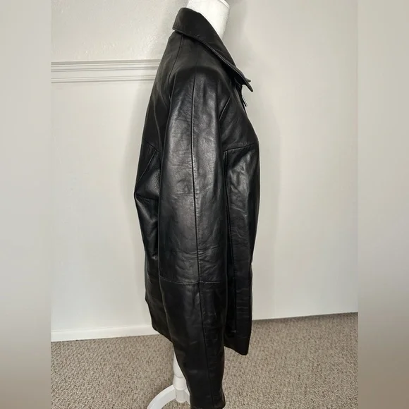 Wilsons Leather Pelle Studion Black Leather Jacket with Collared Neckline size M - Picture 5 of 12